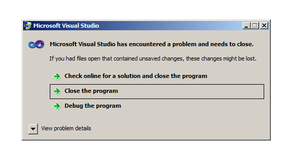 Microsoft Visual Studio Error Message