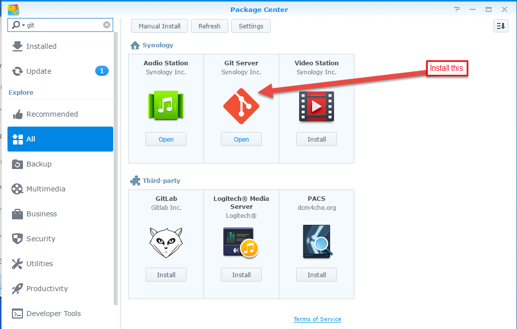 Package Center Git